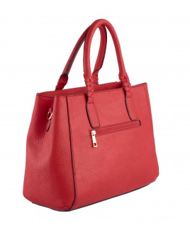 Lorenz Accessories Faux Leather Top Zip  Handbag with Detachable Shoulder Strap